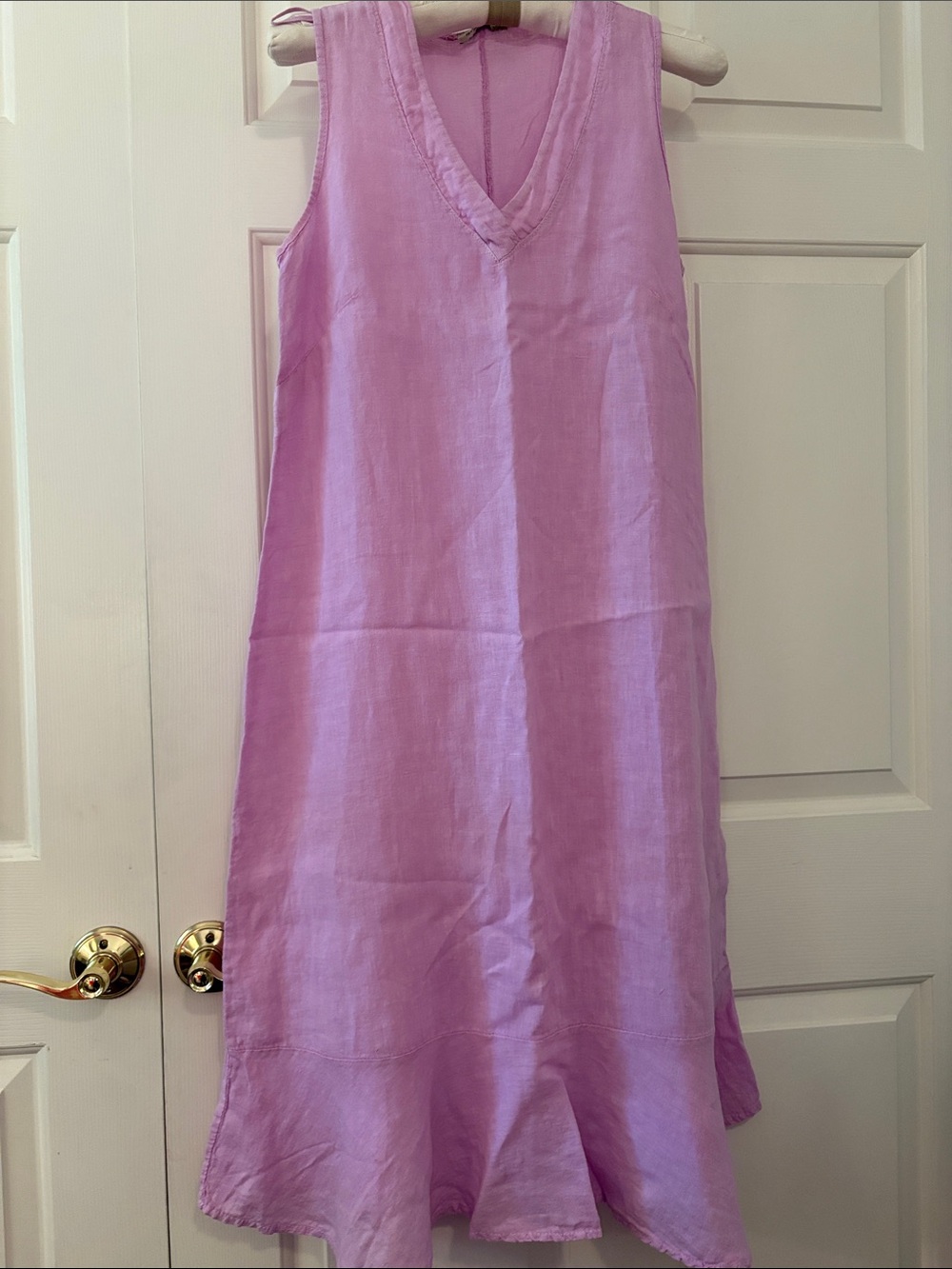 Francesca Bettina Lavender V-Neck Sleeveless Linen Dress